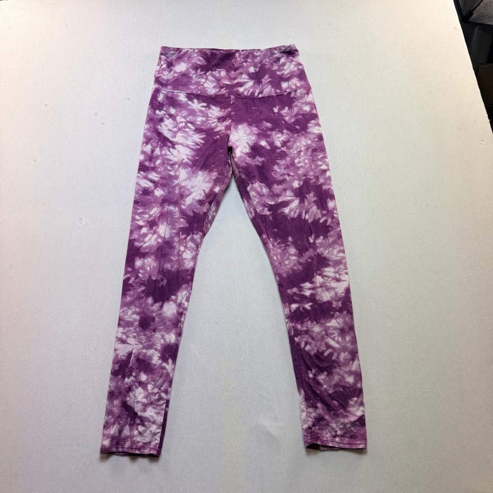 Shosho Leggings Women Size Large Purple Excellent Tie Dye High Waist Stretch